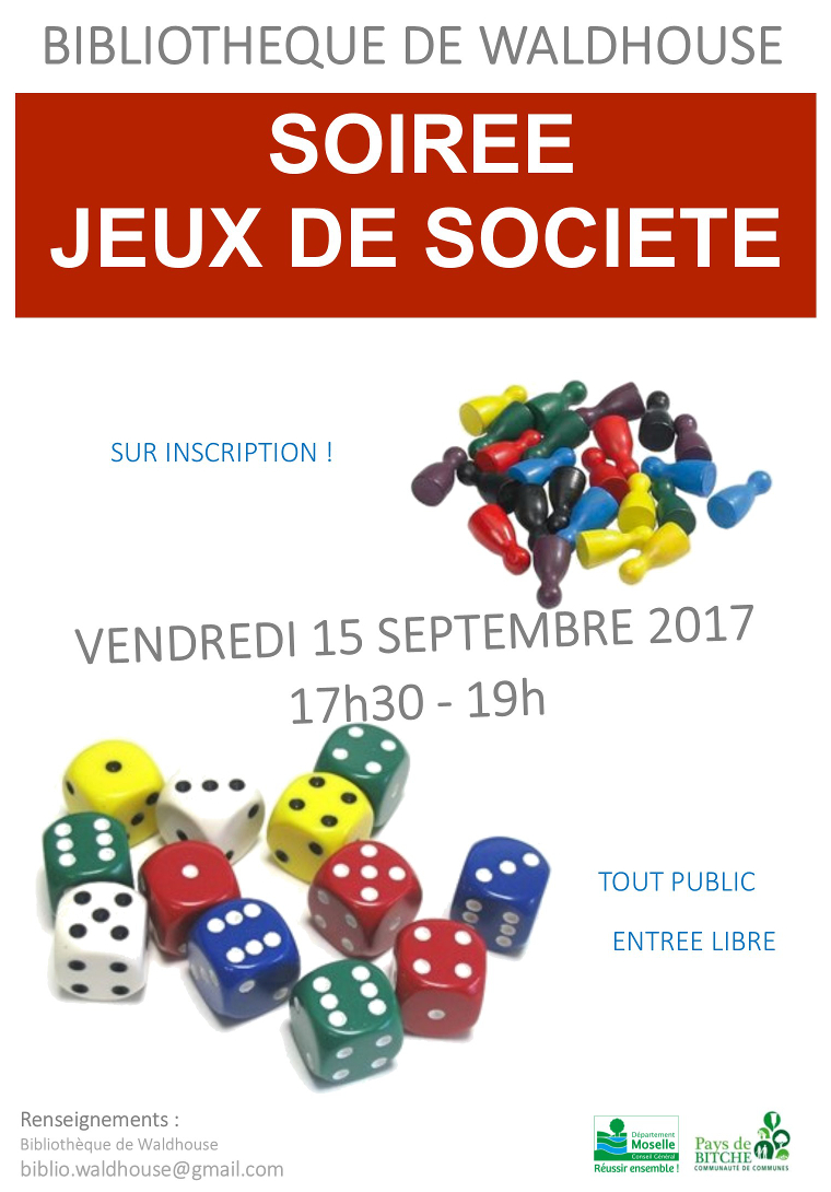 Affiche soirée jeux bibliothèque 15-09-2017