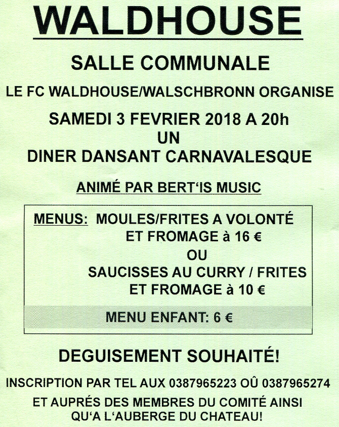 Diner dansant carnavalesque FCWW 2018