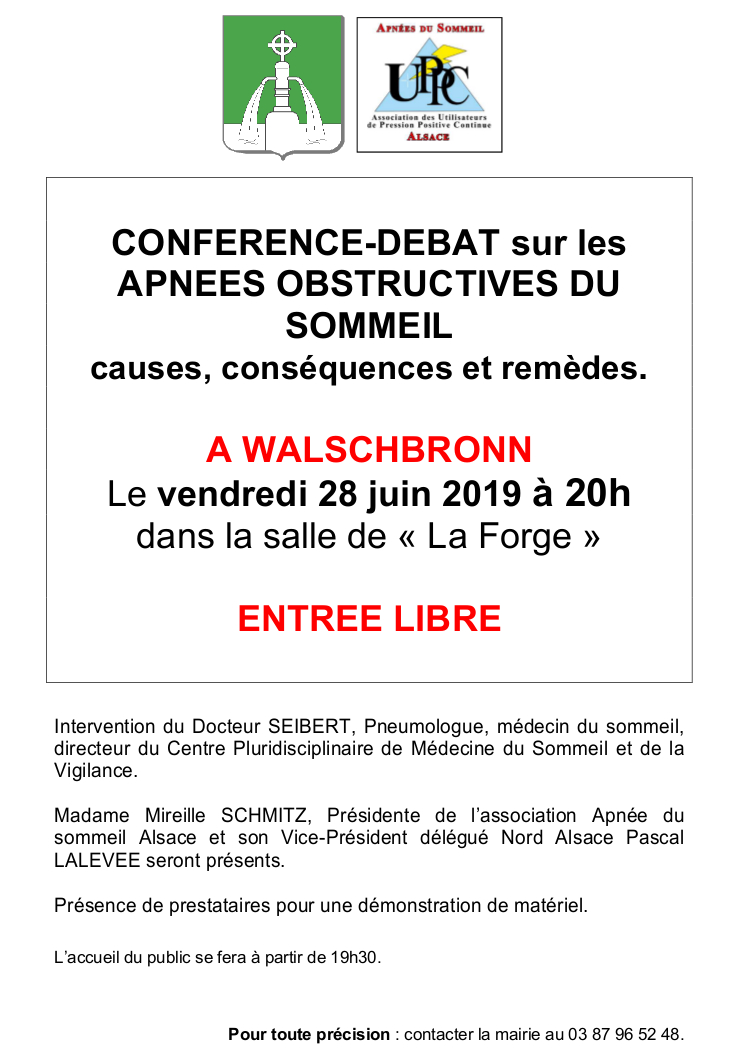 Conférence-débat: le sommeil et ses pathologies juin 2019