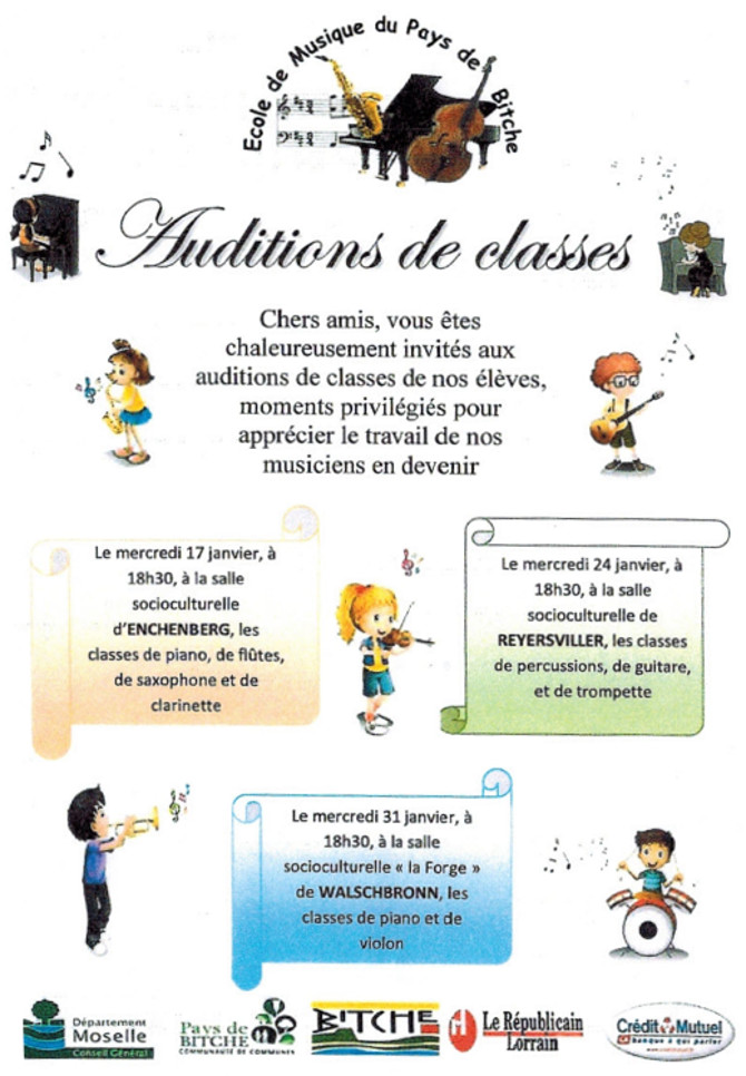 Auditions de classes de musique 2018