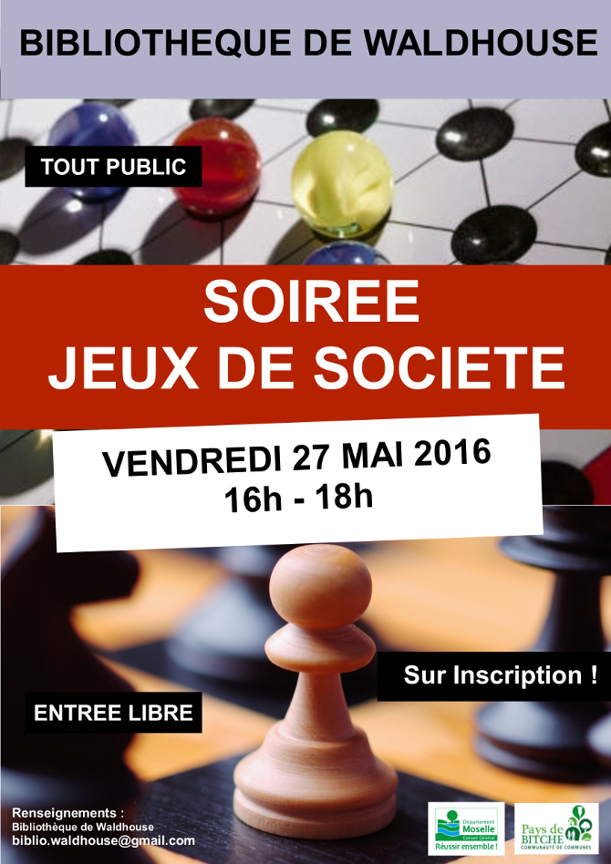 Soirée jeux bibliothèque le 27/05/2016