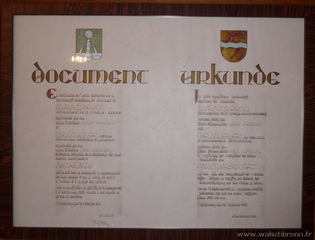 Acte officiel du jumelage entre Walschbronn et Hirzweiler.