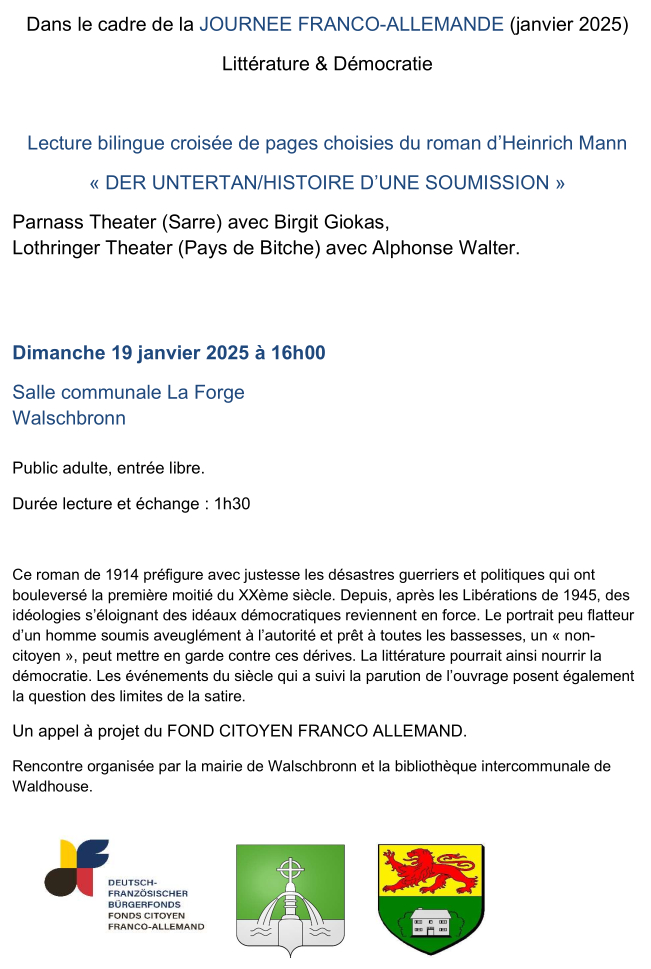 Flyer lecture Untertan bibliothèque
