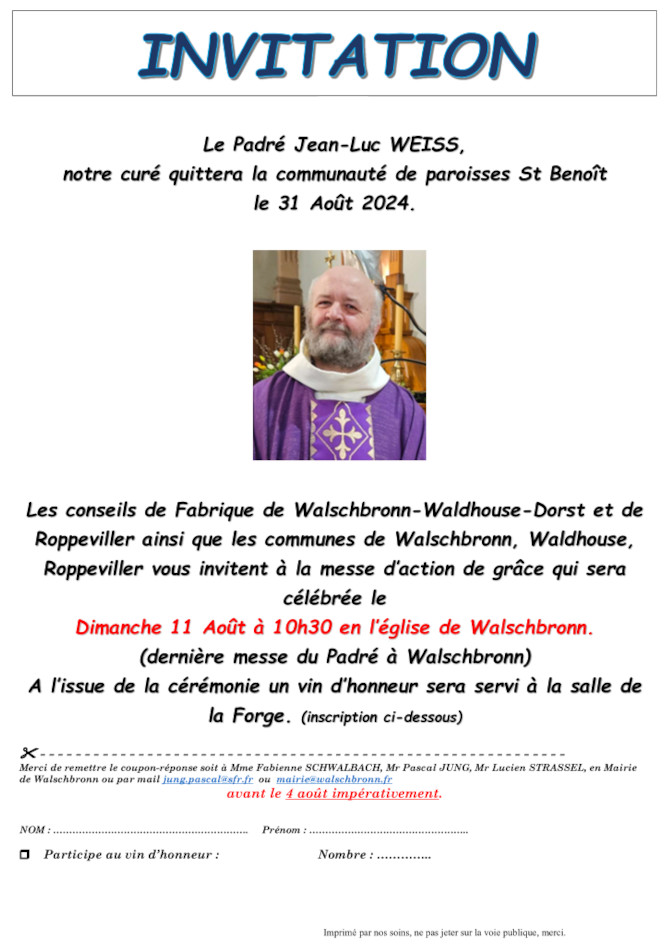 Messè pour le départ du Curé
